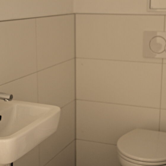 Badezimmer mit Waschbecken und WC