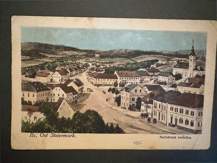 Historische Aufnahme: Postkarte mit Blick auf Ilz